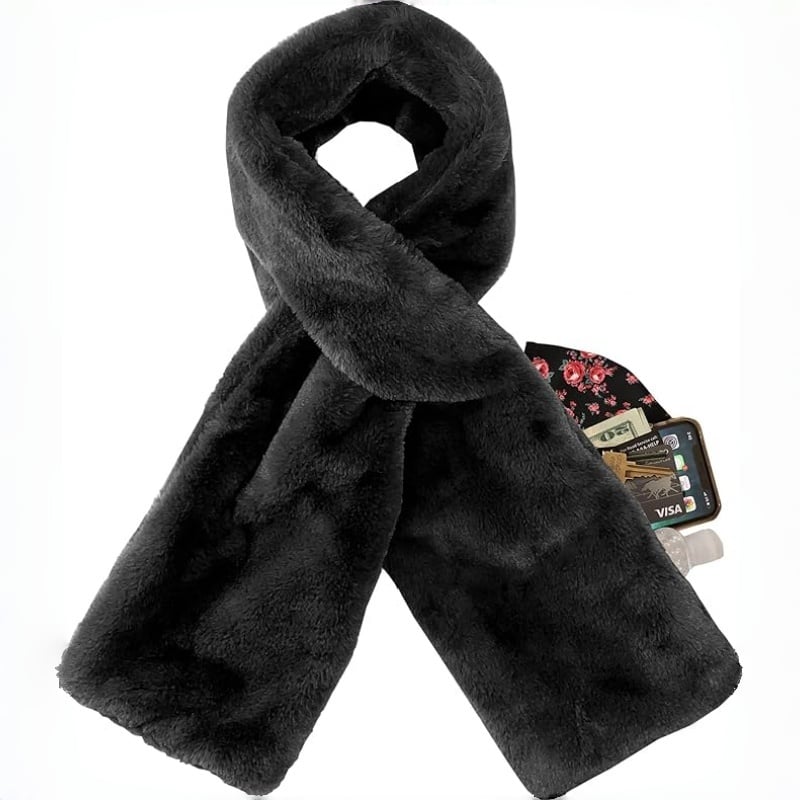 Furiva™ – Luxe Faux Fur Sjaal met Verborgen Ritsvak