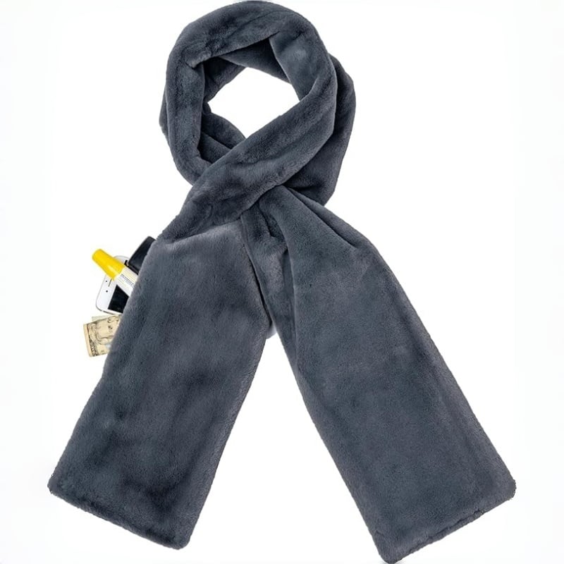 Furiva™ – Luxe Faux Fur Sjaal met Verborgen Ritsvak