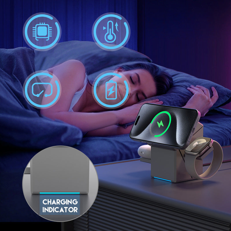 ChargeNest™ TrioFold – Magnetisch 3-in-1 Draadloos Laadstation
