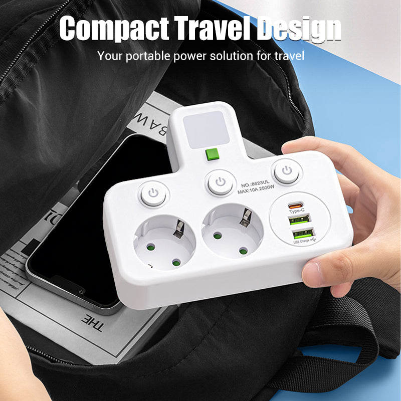 Nexora™ SmartPower Hub met USB & Nachtlamp