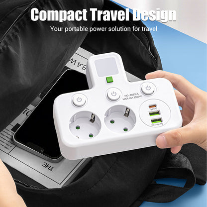 Nexora™ SmartPower Hub met USB & Nachtlamp