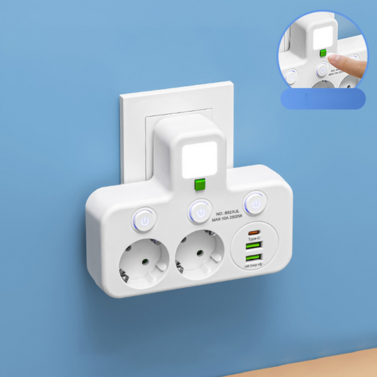 Nexora™ SmartPower Hub met USB & Nachtlamp