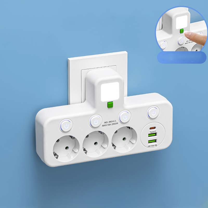 Nexora™ SmartPower Hub met USB & Nachtlamp
