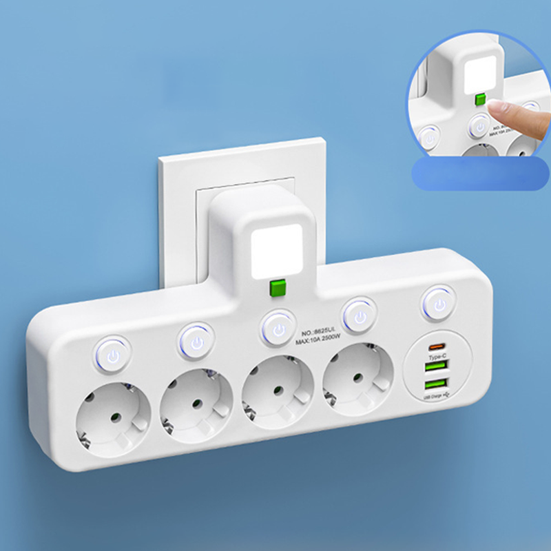Nexora™ SmartPower Hub met USB & Nachtlamp
