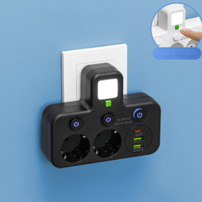 Nexora™ SmartPower Hub met USB & Nachtlamp
