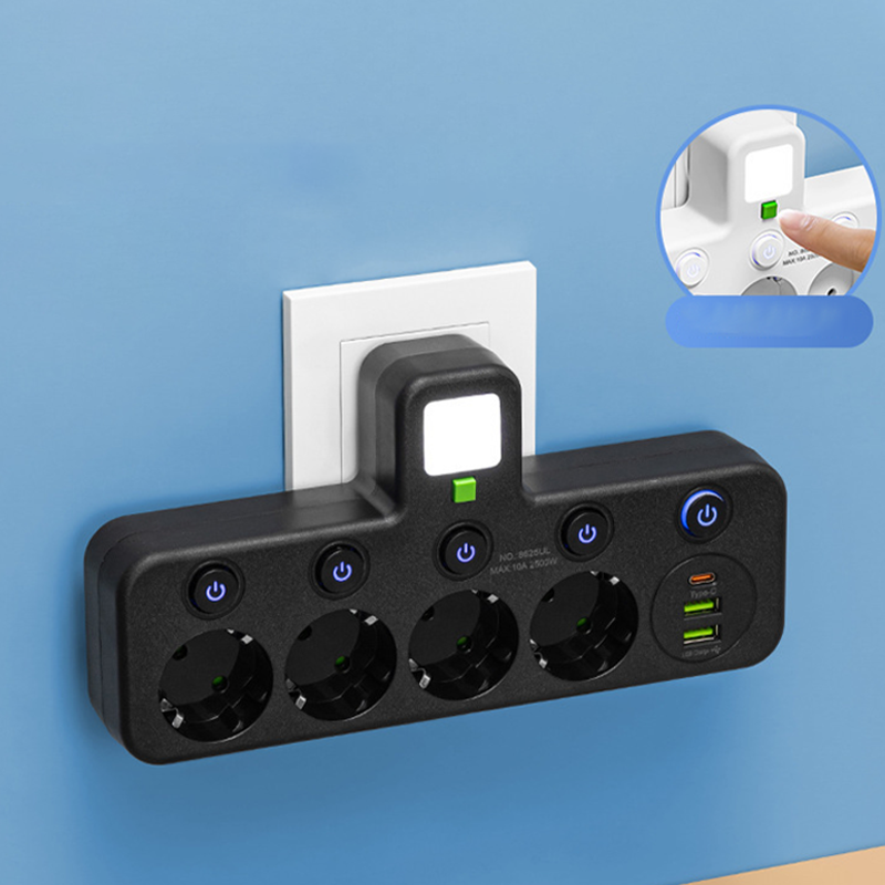 Nexora™ SmartPower Hub met USB & Nachtlamp