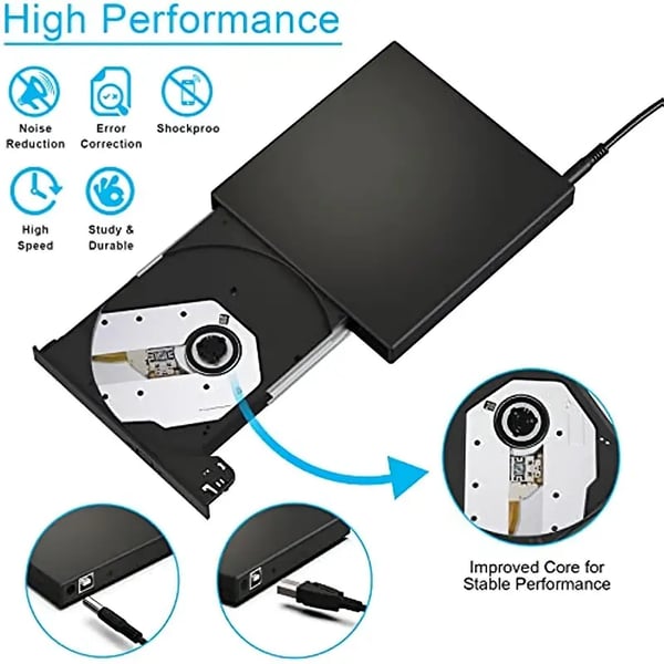 Nexory™ - RGB Externe CD/DVD Drive met USB-C Hub
