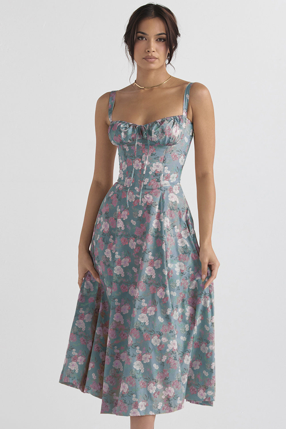 Emma - Gebloemde Bustier Taillevormer Jurk