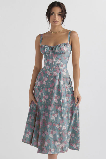 Emma - Gebloemde Bustier Taillevormer Jurk